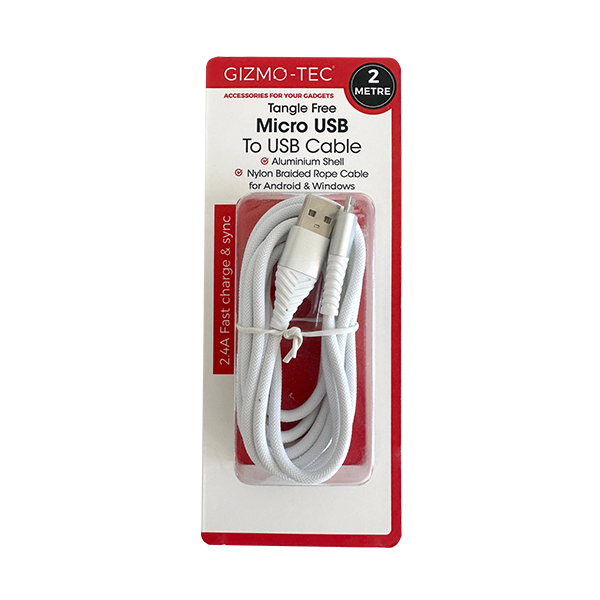 Micro USB to USB Cable – White